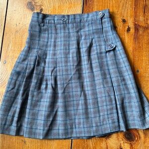 Classic Plaid A-Line Skirt - Blue and Gray
